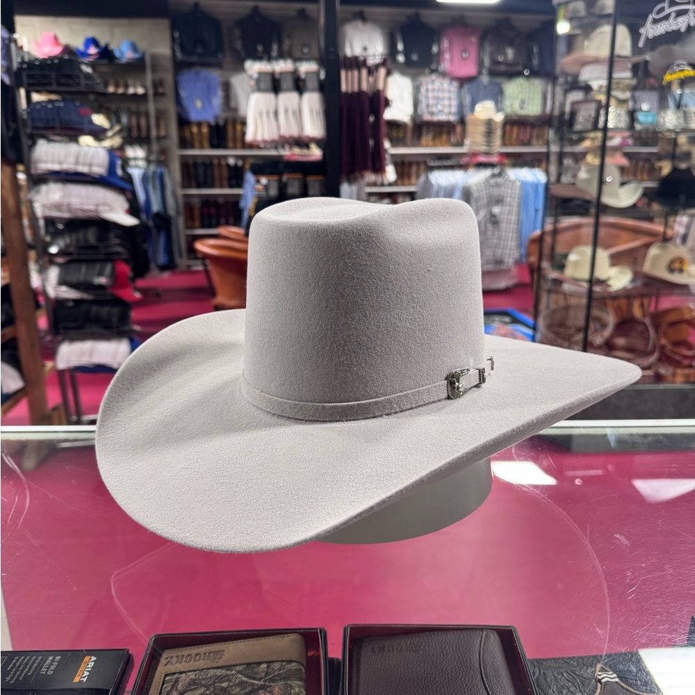 Gray Western Hat with Wide Brim and Textured Design